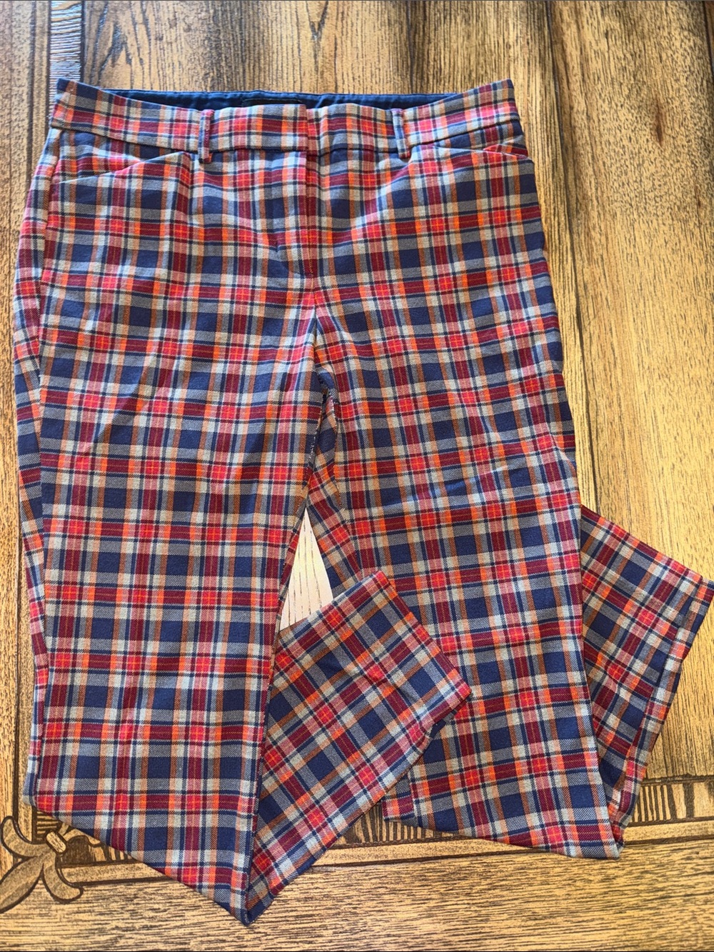 Express Plaid Skinny Pants in Red, Blue & White